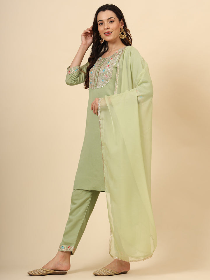 Silk Blend Salwar Kameez | Elegant Embellished Detailing for Ethnic Wear