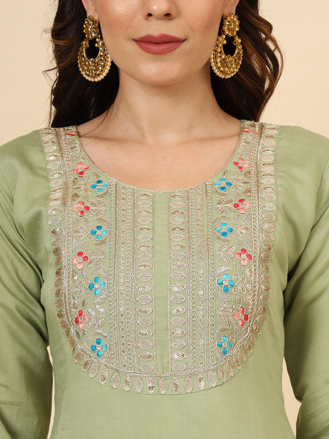 Silk Blend Salwar Kameez | Elegant Embellished Detailing for Ethnic Wear