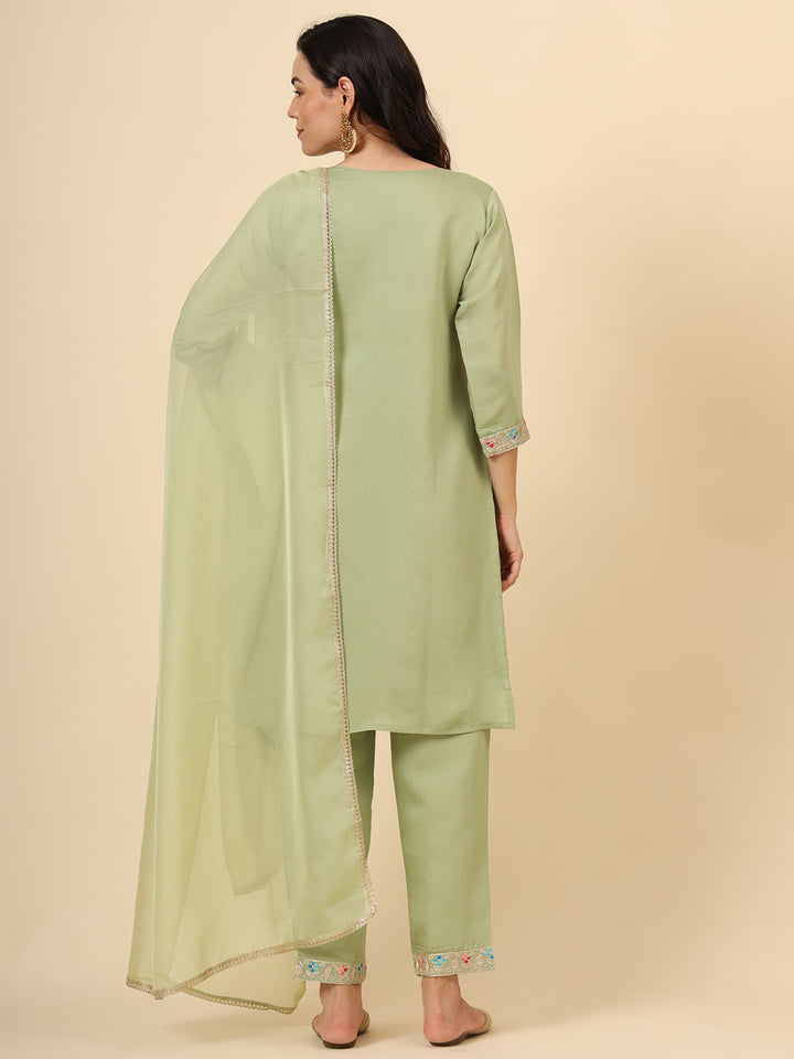 Silk Blend Salwar Kameez | Elegant Embellished Detailing for Ethnic Wear