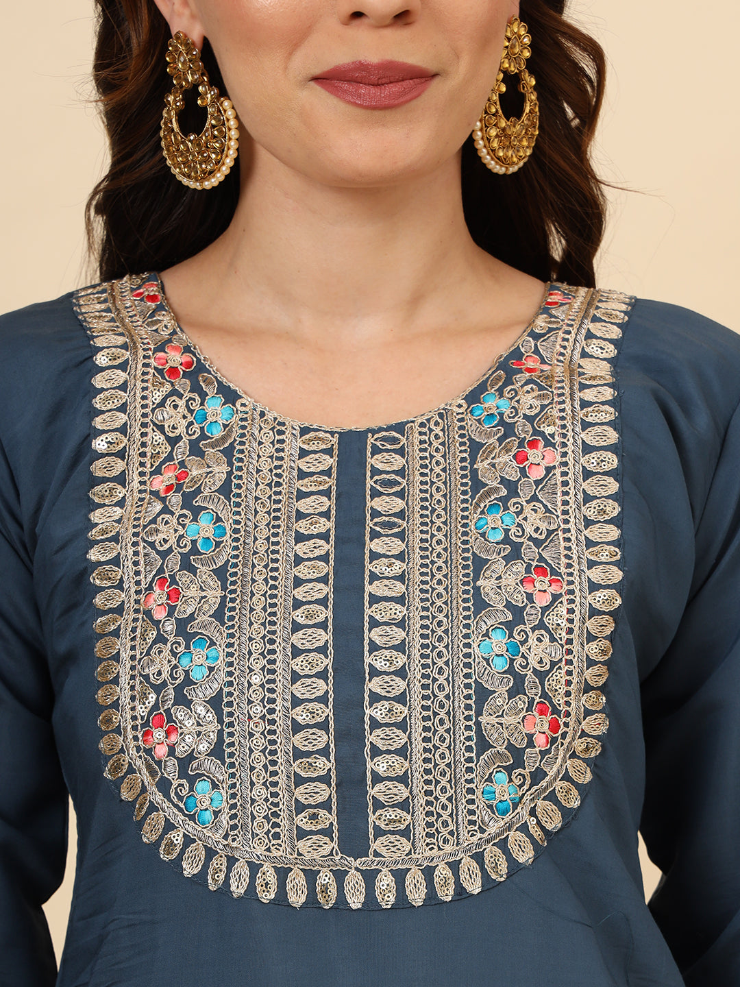 Silk Blend Salwar Kameez | Elegant Embellished Detailing for Ethnic Wear