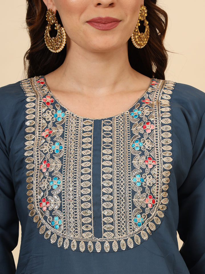 Silk Blend Salwar Kameez | Elegant Embellished Detailing for Ethnic Wear