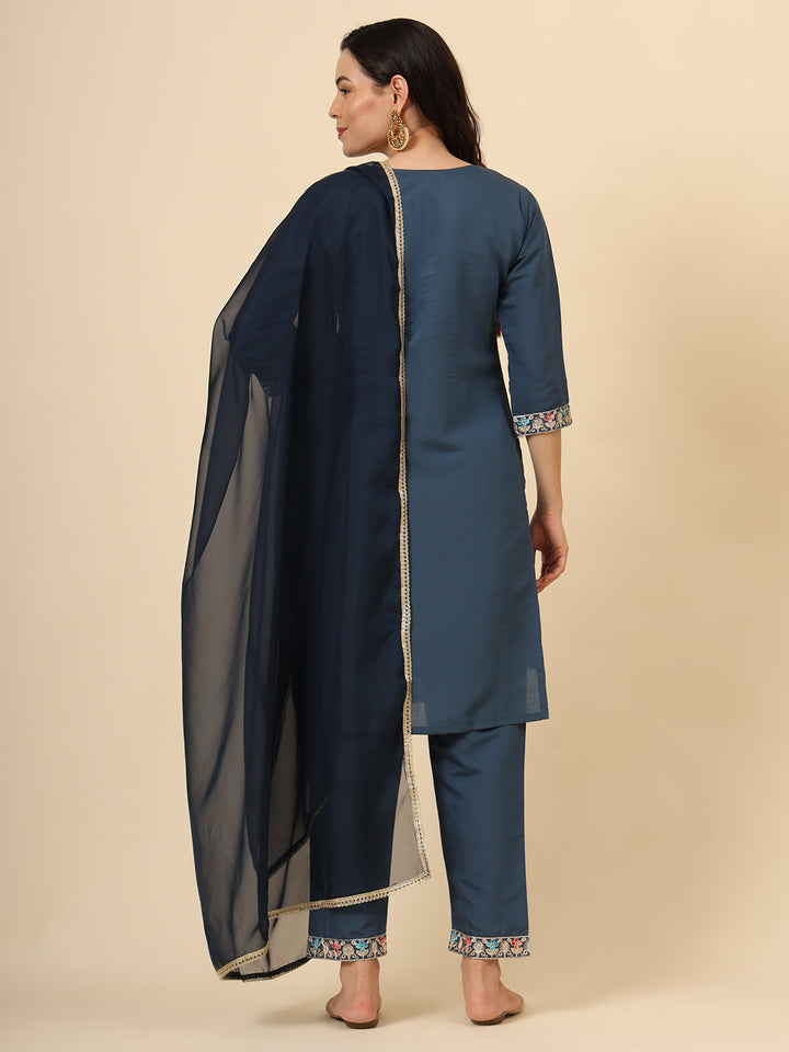 Silk Blend Salwar Kameez | Elegant Embellished Detailing for Ethnic Wear