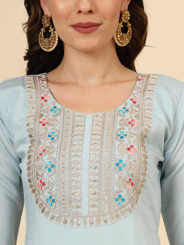 Silk Blend Salwar Kameez | Elegant Embellished Detailing for Ethnic Wear