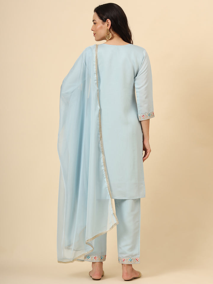 Silk Blend Salwar Kameez | Elegant Embellished Detailing for Ethnic Wear