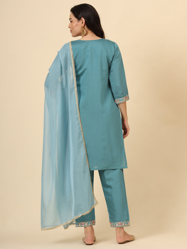 Silk Blend Salwar Kameez | Elegant Embellished Detailing for Ethnic Wear