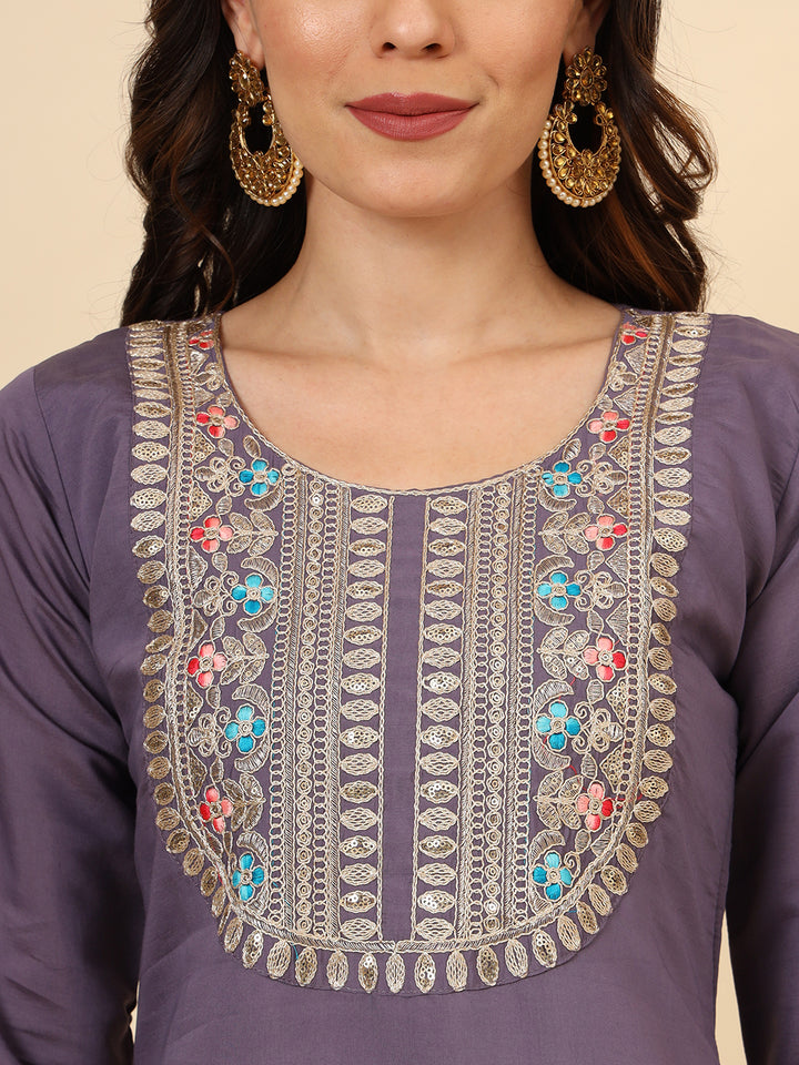 Silk Blend Salwar Kameez | Elegant Embellished Detailing for Ethnic Wear