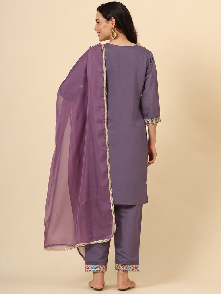 Silk Blend Salwar Kameez | Elegant Embellished Detailing for Ethnic Wear
