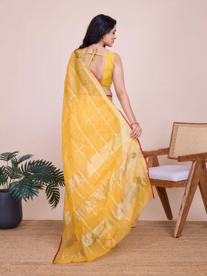 Stylish Kota Doriya Checked Saree with Blouse | Ideal Pick for Weddings and Parties
