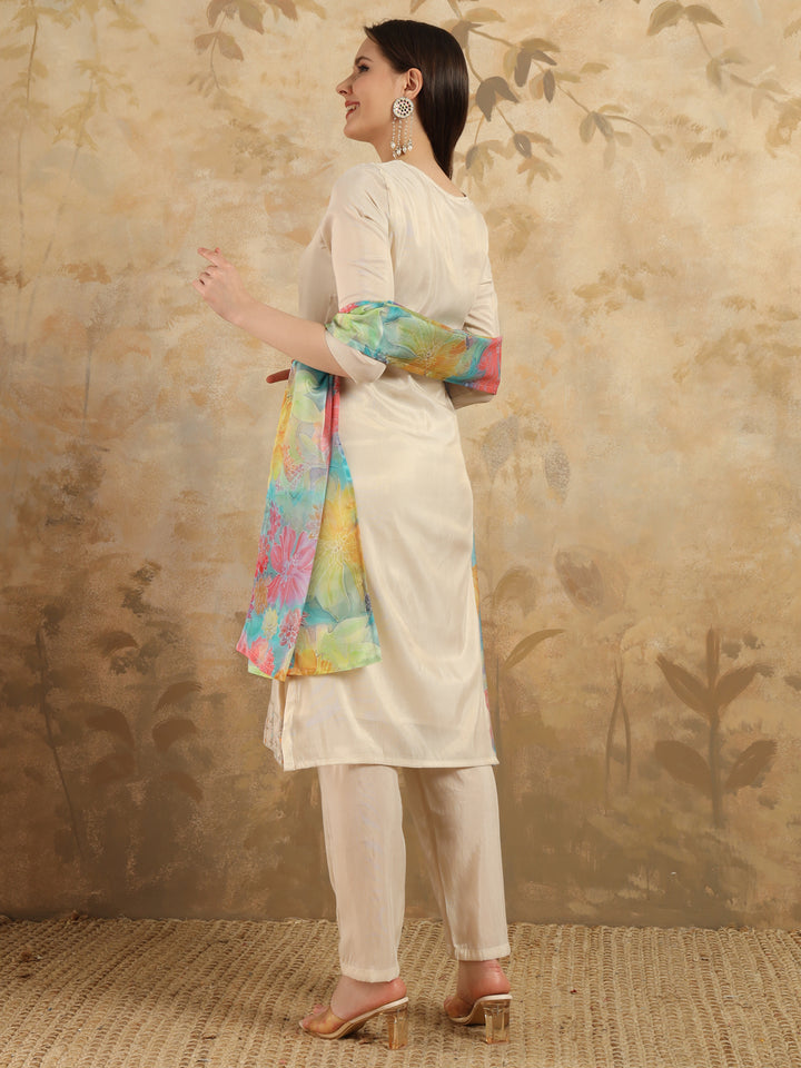 Beige Shimmer Salwar Kameez | Intricate Embroidery for Festive & Party Wear