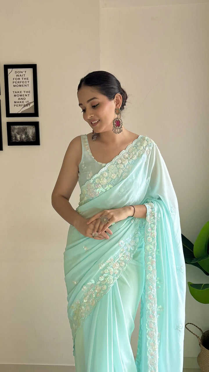 Beautiful Georgette Saree with Blouse | Perfect for Special Celebrations