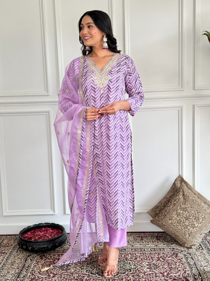 Lavender French Crepe Salwar Kameez | Elegant Designer Ethnic Wear