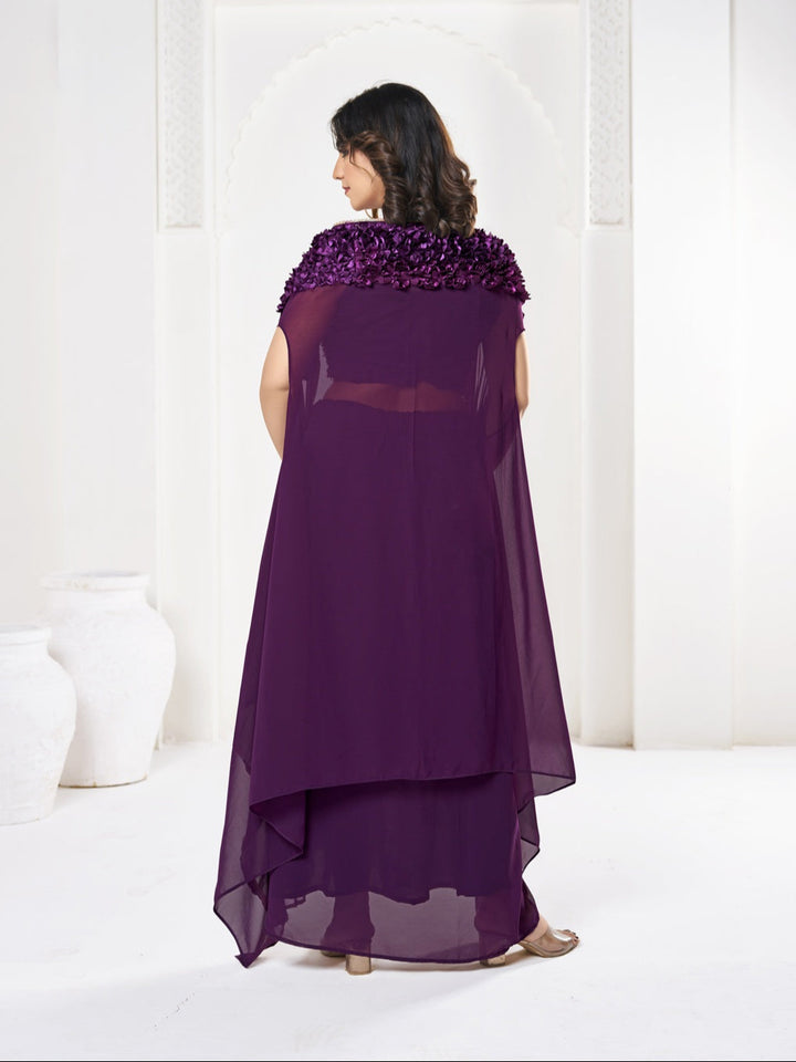 Purple Indo-Western Lehenga Choli Silk & Georgette | Self-Design Work Festive Wear
