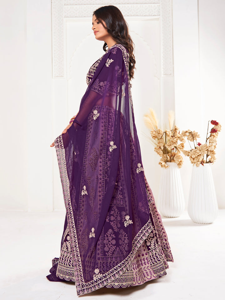 Beautiful Lavender Georgette Lehenga with Purple Dupatta | A Graceful Addition to Your Wardrobe