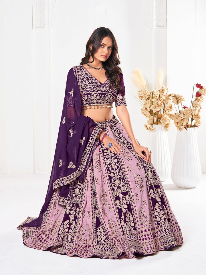 Beautiful Lavender Georgette Lehenga with Purple Dupatta | A Graceful Addition to Your Wardrobe
