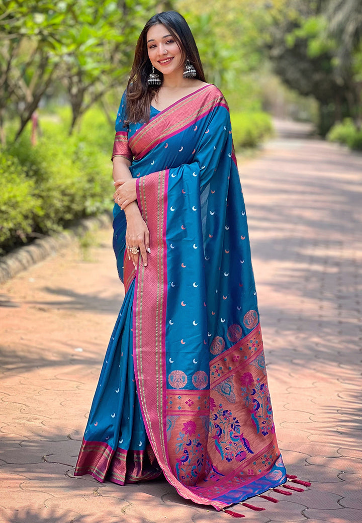 Luxurious Paithani Silk Saree | Designer Wevon Craftsmanship for Weddings