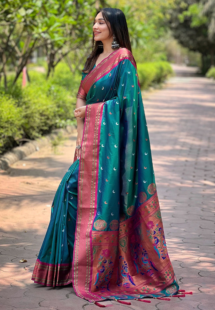 Luxurious Paithani Silk Saree | Designer Wevon Craftsmanship for Weddings