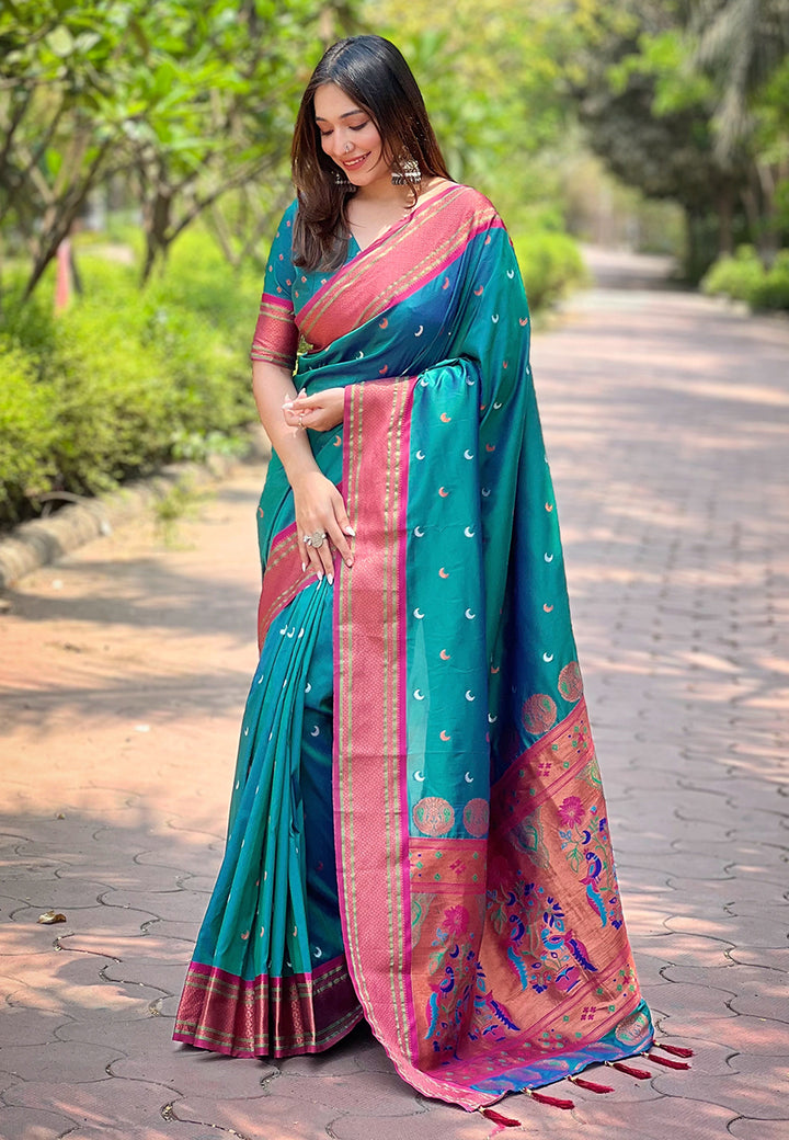 Luxurious Paithani Silk Saree | Designer Wevon Craftsmanship for Weddings