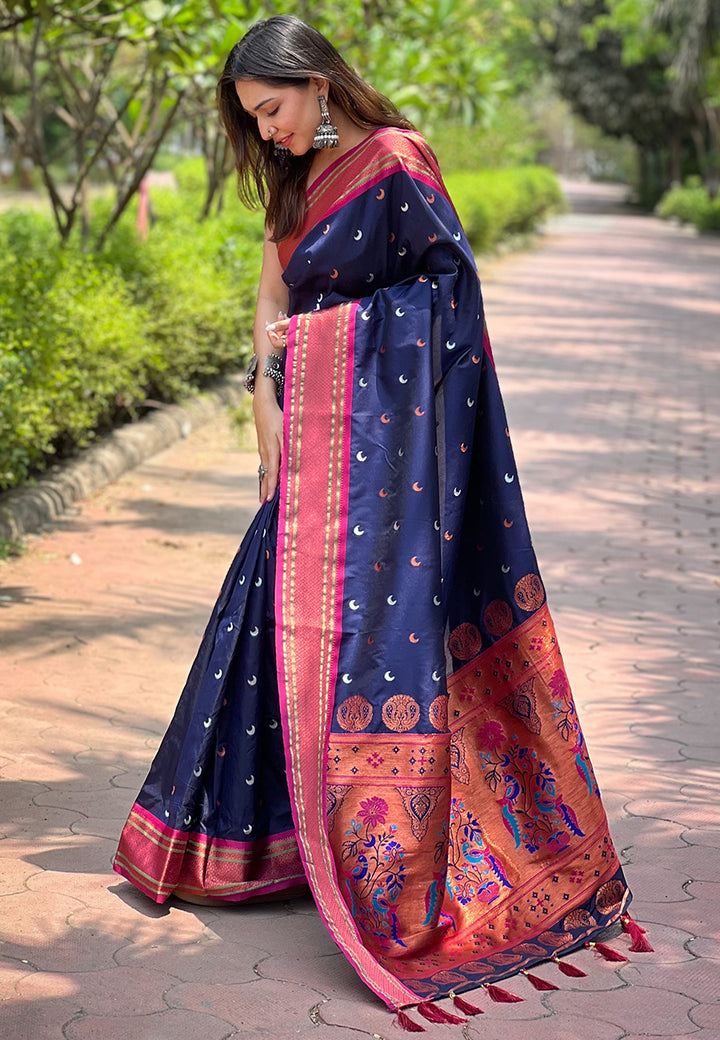 Luxurious Paithani Silk Saree | Designer Wevon Craftsmanship for Weddings