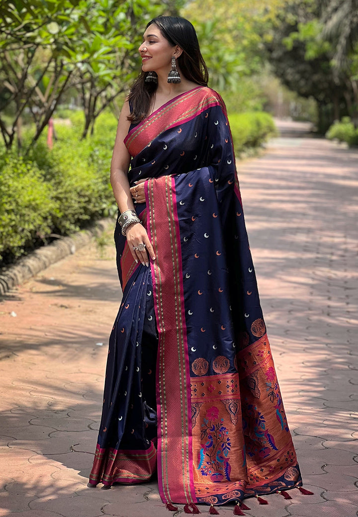 Luxurious Paithani Silk Saree | Designer Wevon Craftsmanship for Weddings