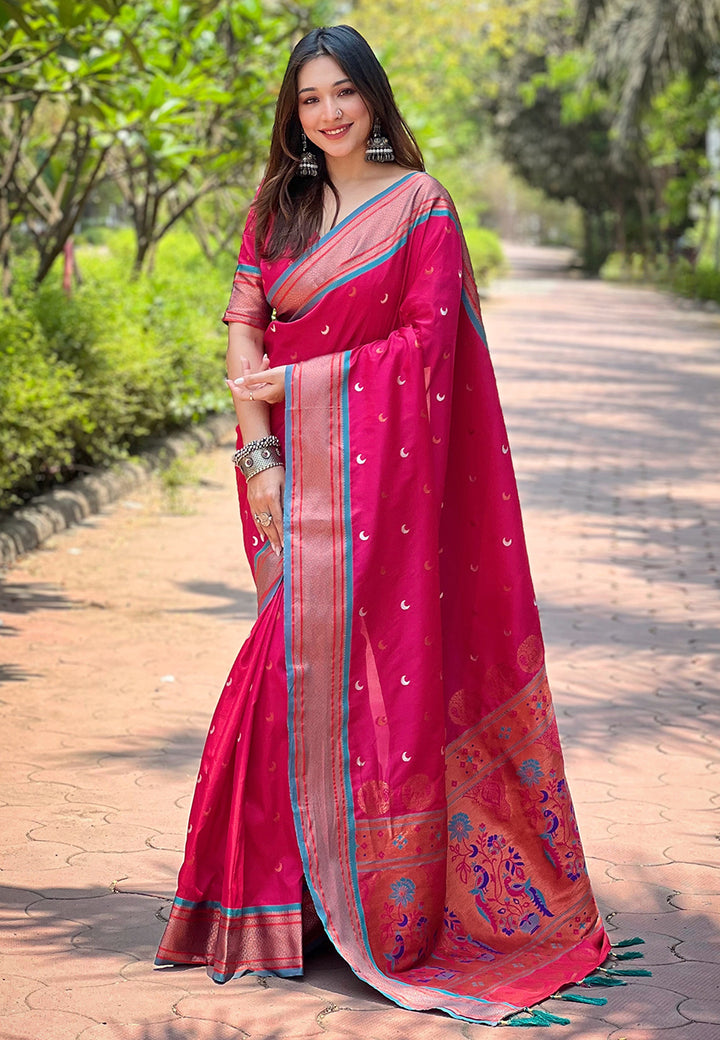 Luxurious Paithani Silk Saree | Designer Wevon Craftsmanship for Weddings