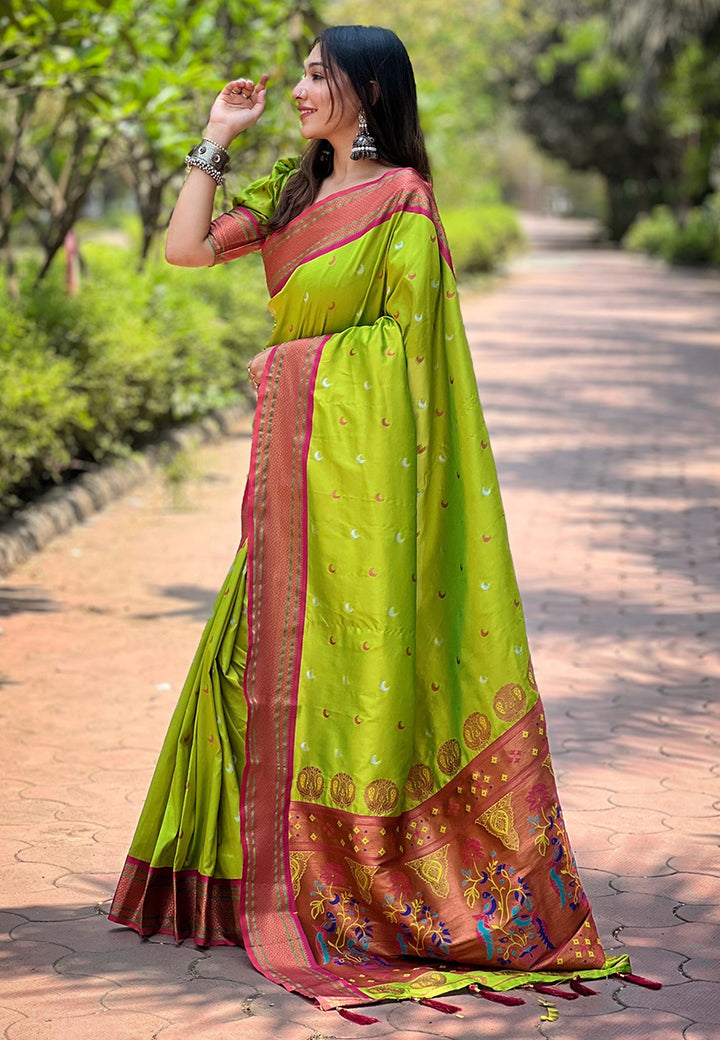 Luxurious Paithani Silk Saree | Designer Wevon Craftsmanship for Weddings