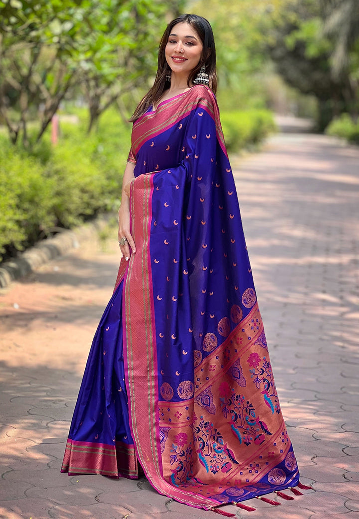 Luxurious Paithani Silk Saree | Designer Wevon Craftsmanship for Weddings