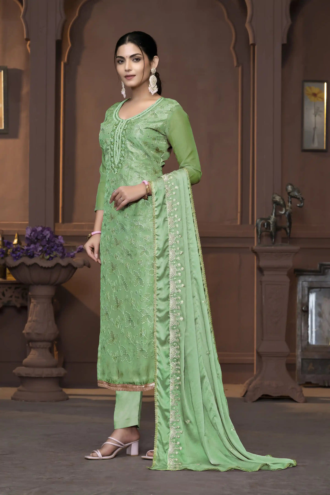 Viscose Organza Salwar Kameez | Intricate Embroidery with Designer Dupatta