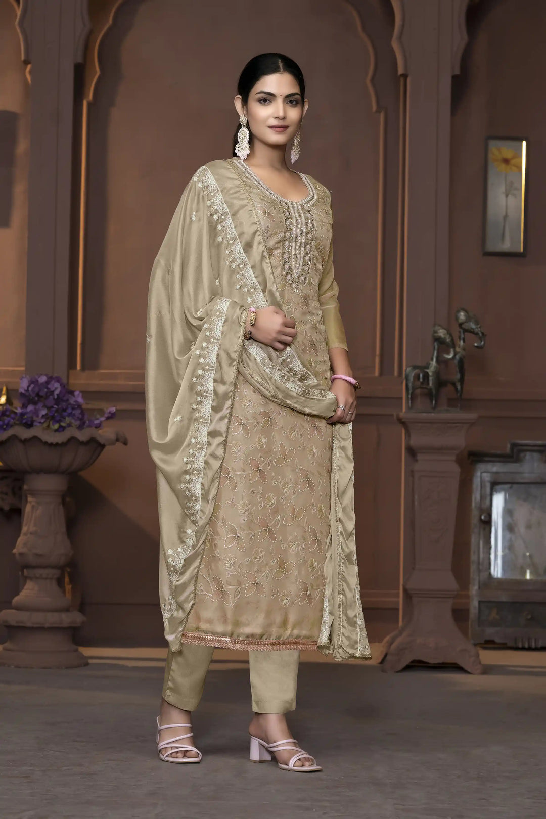 Viscose Organza Salwar Kameez | Intricate Embroidery with Designer Dupatta