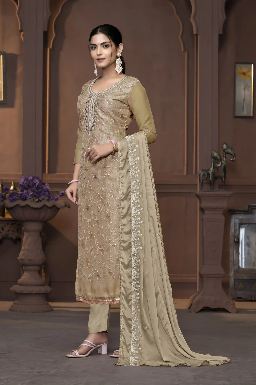 Viscose Organza Salwar Kameez | Intricate Embroidery with Designer Dupatta