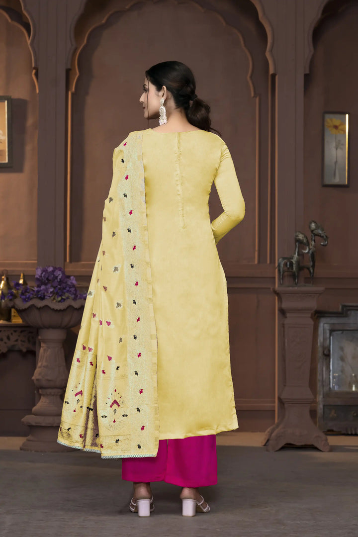 Muslin Salwar Kameez | Graceful Embroidered Detailing with Banarasi Dupatta