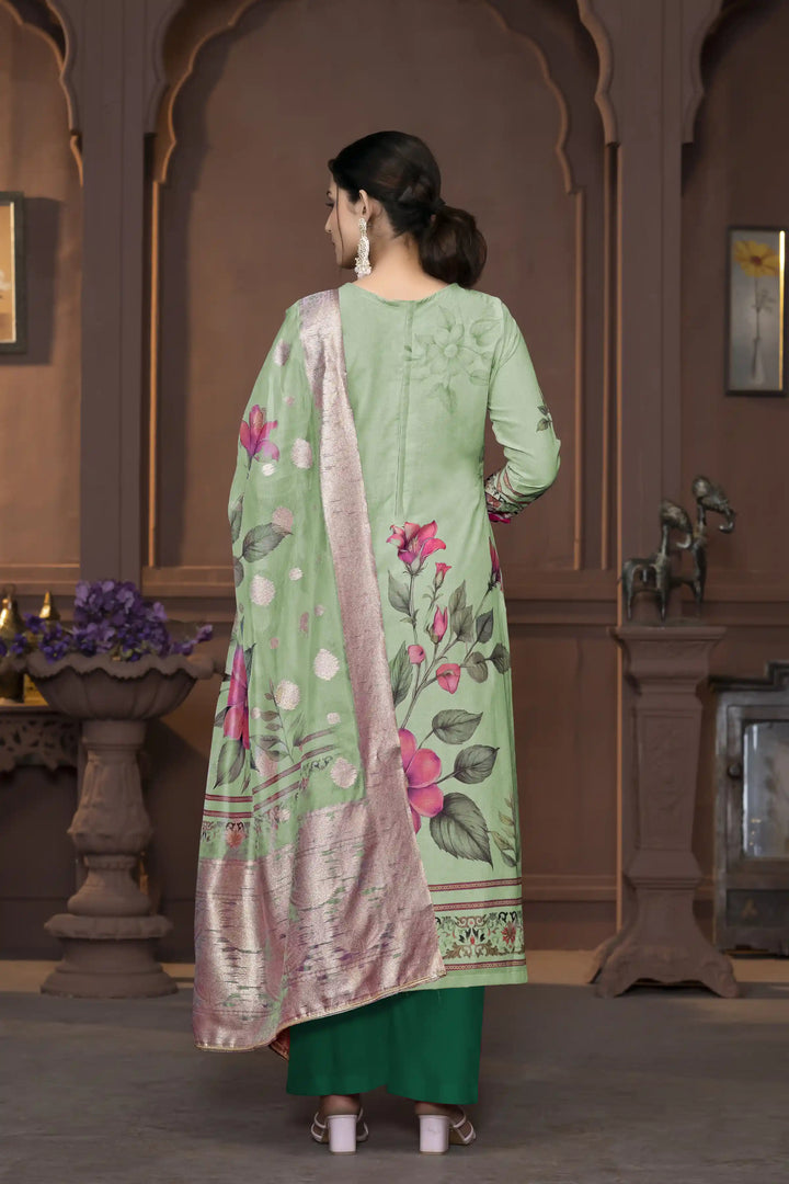 Wevon Designer Hand Work Salwar Kameez | Elegant Cambric Cotton Floral Suit