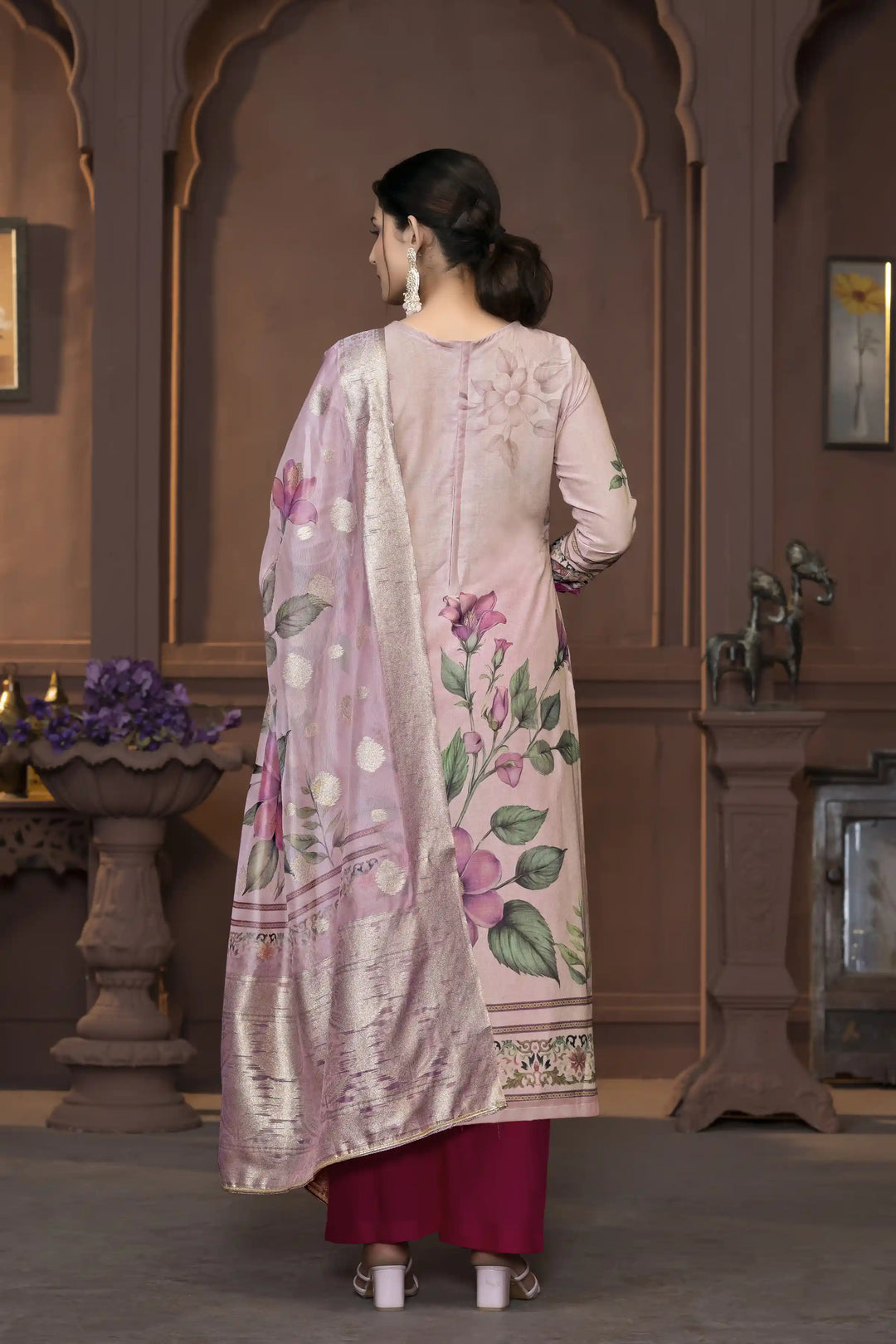 Wevon Designer Hand Work Salwar Kameez | Elegant Cambric Cotton Floral Suit