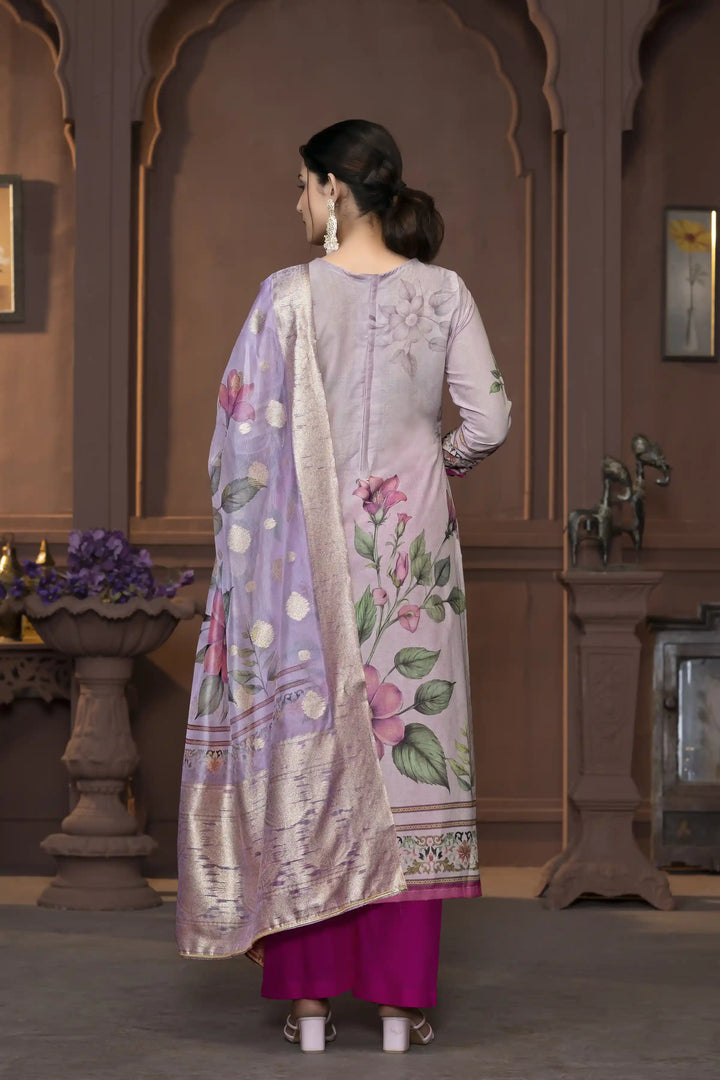 Wevon Designer Hand Work Salwar Kameez | Elegant Cambric Cotton Floral Suit