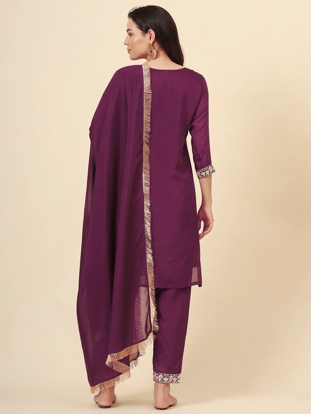 Vichitra Silk Salwar Kameez | Elegant Designer Embroidery Festive Wear