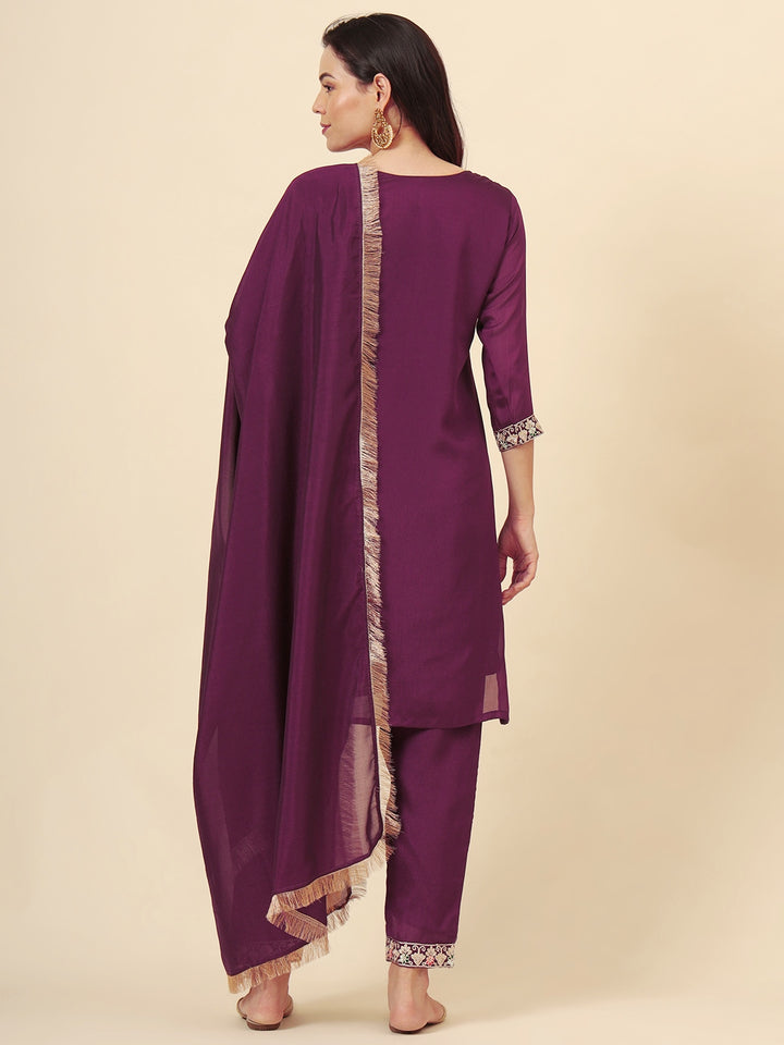 Vichitra Silk Salwar Kameez | Elegant Designer Embroidery Festive Wear