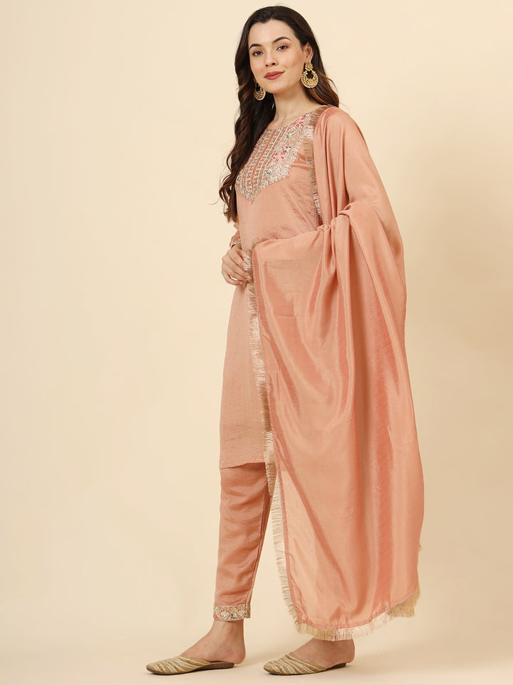 Vichitra Silk Salwar Kameez | Elegant Designer Embroidery Festive Wear