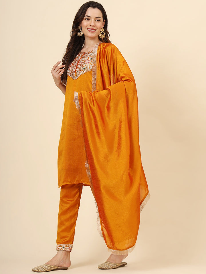 Vichitra Silk Salwar Kameez | Elegant Designer Embroidery Festive Wear