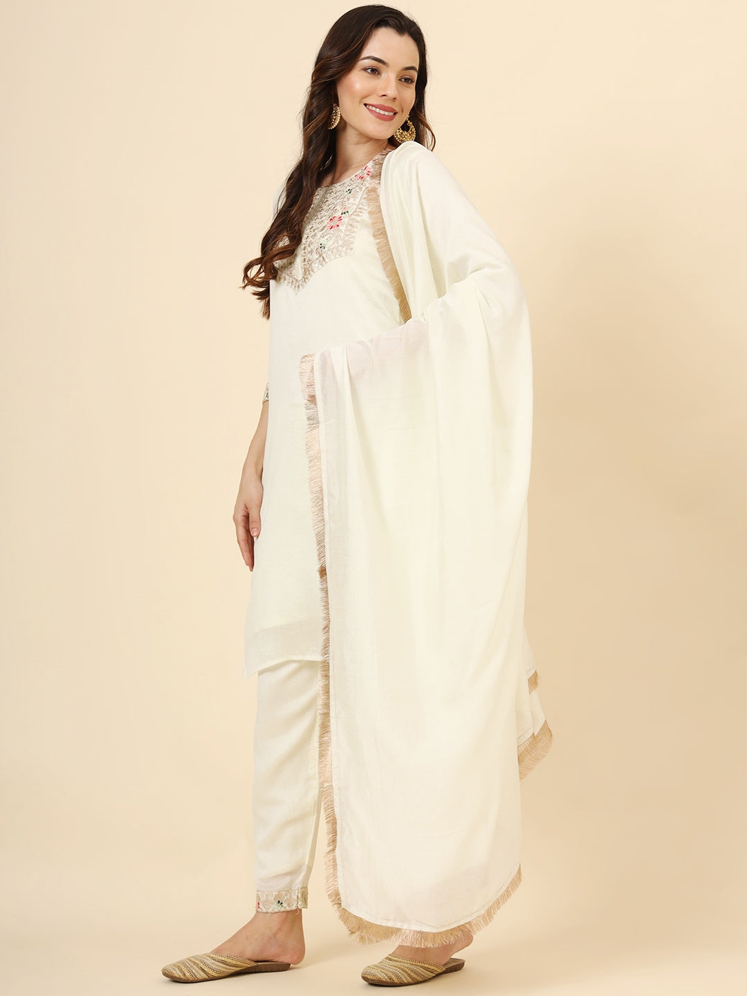 Vichitra Silk Salwar Kameez | Elegant Designer Embroidery Festive Wear