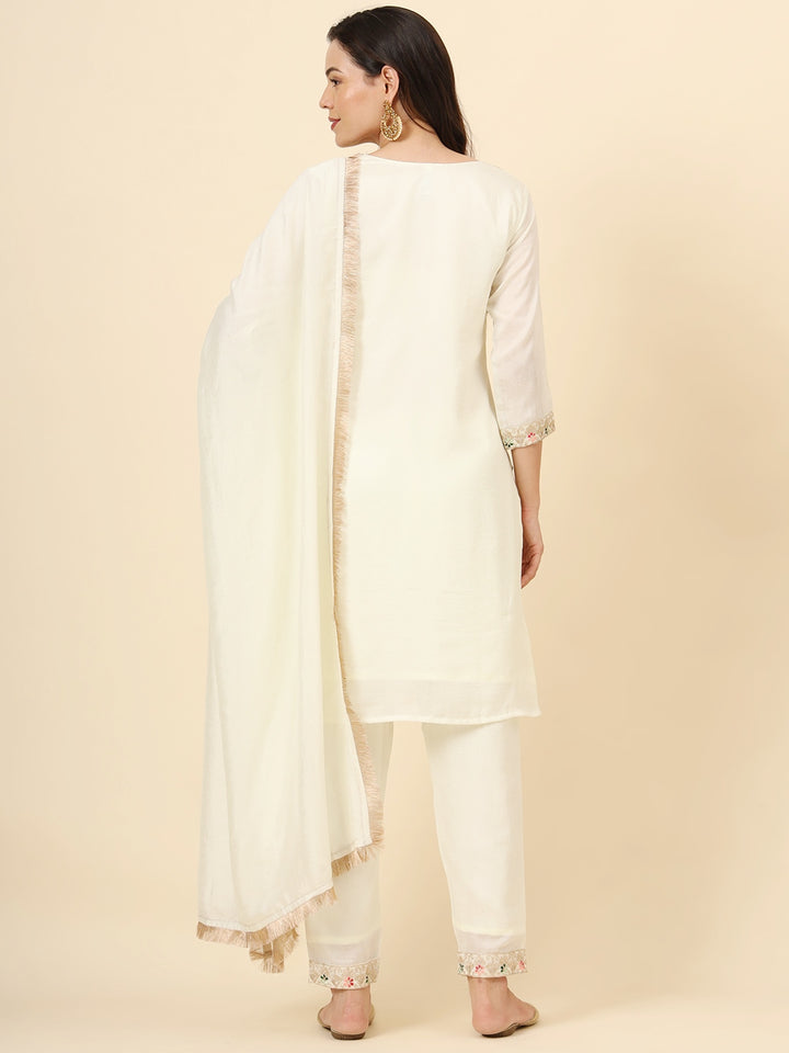 Vichitra Silk Salwar Kameez | Elegant Designer Embroidery Festive Wear