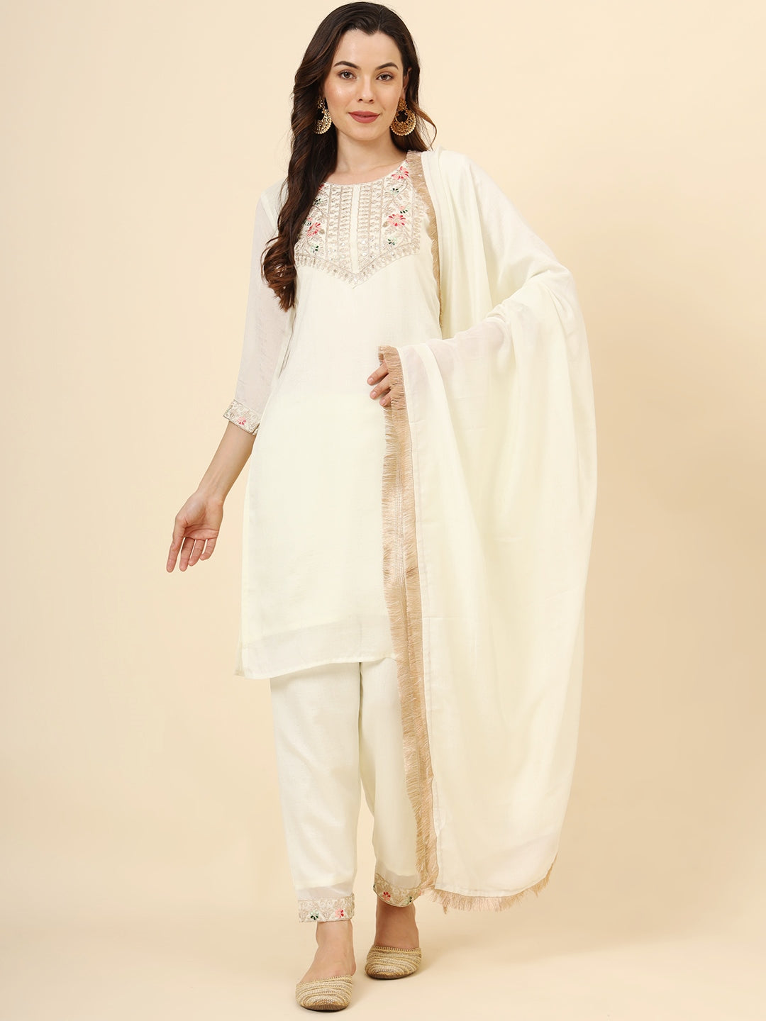 Vichitra Silk Salwar Kameez | Elegant Designer Embroidery Festive Wear