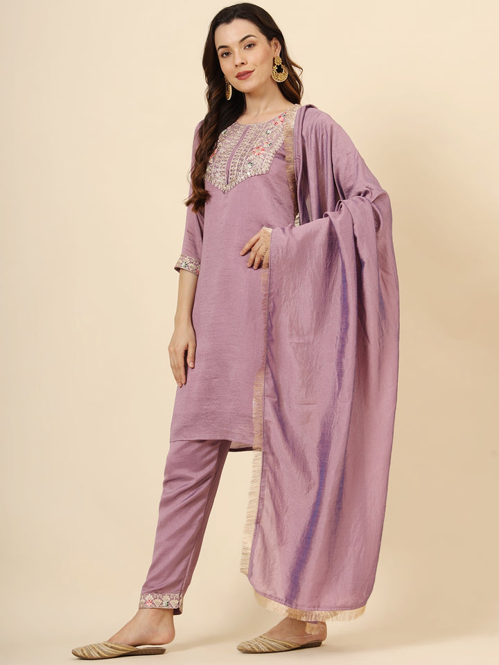 Vichitra Silk Salwar Kameez | Elegant Designer Embroidery Festive Wear