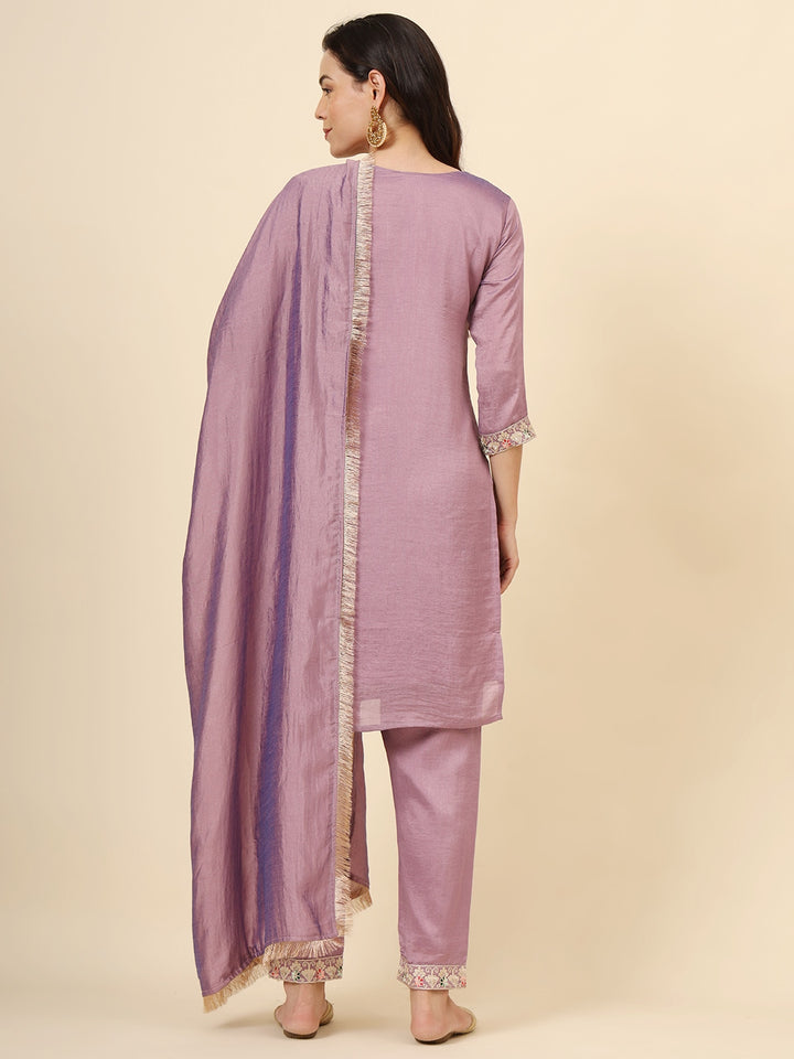 Vichitra Silk Salwar Kameez | Elegant Designer Embroidery Festive Wear