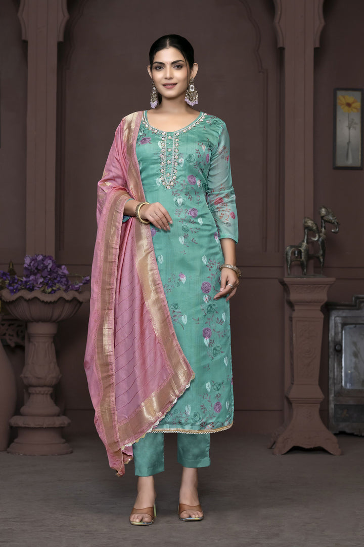 Banarasi Organza Salwar Kameez | Elegant Embroidery for Special Occasions