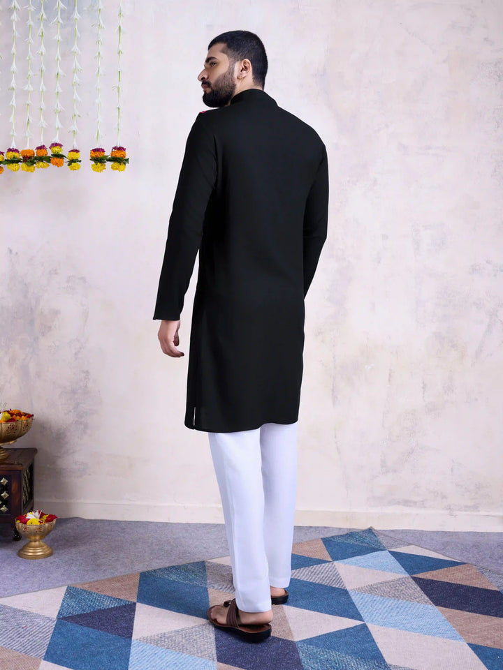 Fine Colored Rayon Kurta Pair | Mirror Embroidery Festive Ethnic Wear for Men