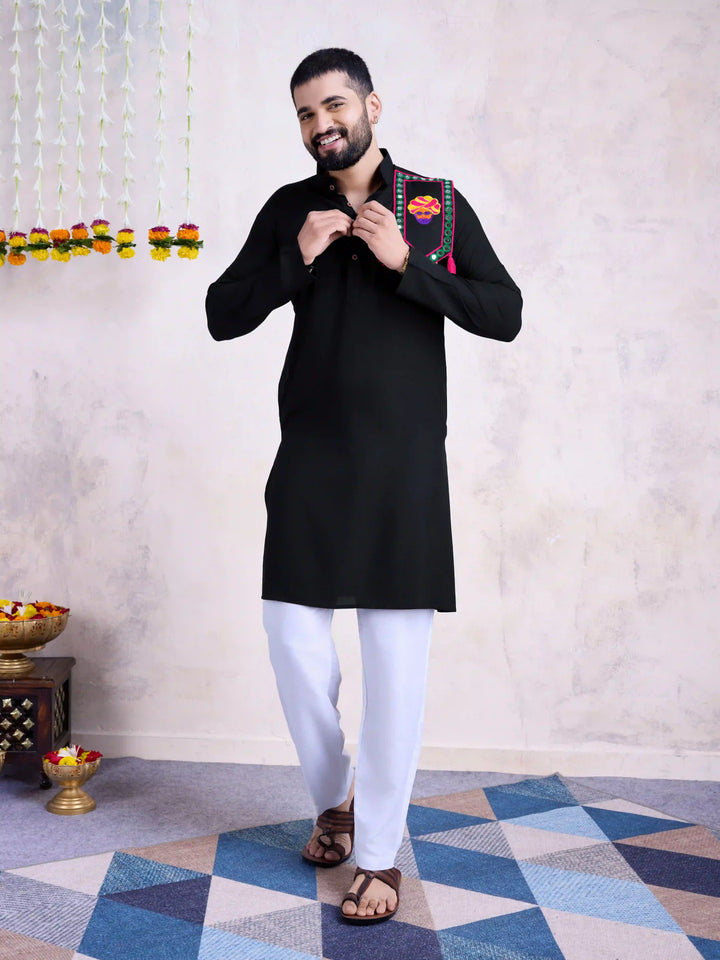 Fine Colored Rayon Kurta Pair | Mirror Embroidery Festive Ethnic Wear for Men