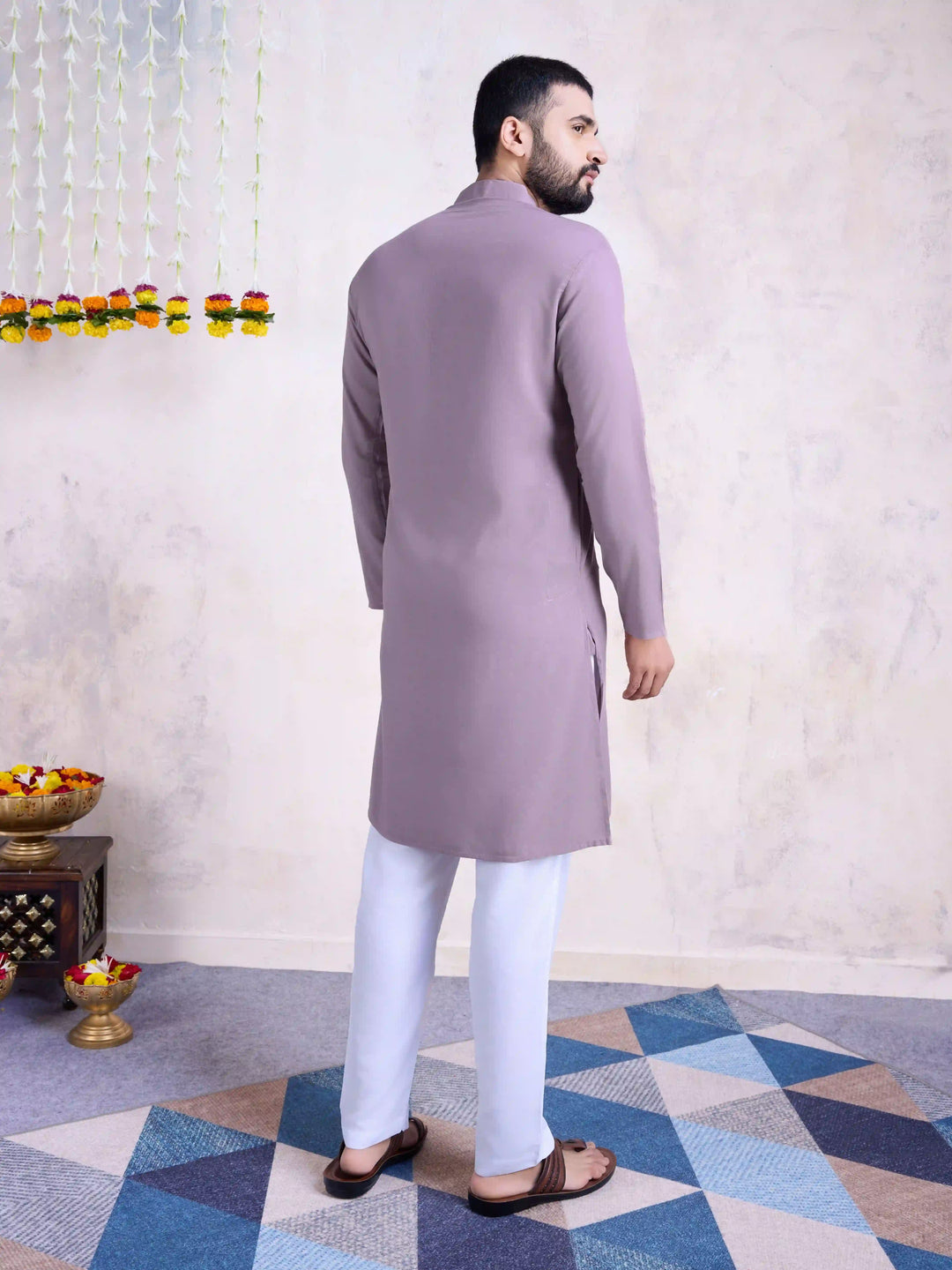 Fine Colored Rayon Kurta Pair | Mirror Embroidery Festive Ethnic Wear for Men
