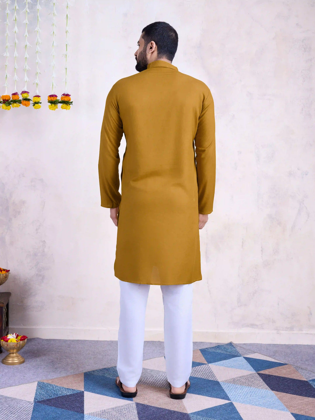 Fine Colored Rayon Kurta Pair | Mirror Embroidery Festive Ethnic Wear for Men