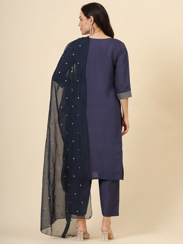 Muslin Silk Blend Salwar Kameez | Designer Embroidery Perfect Ethnic Wear
