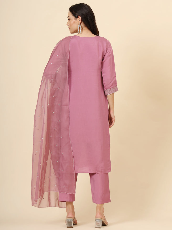 Muslin Silk Blend Salwar Kameez | Designer Embroidery Perfect Ethnic Wear