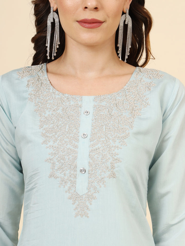Muslin Silk Blend Salwar Kameez | Designer Embroidery Perfect Ethnic Wear
